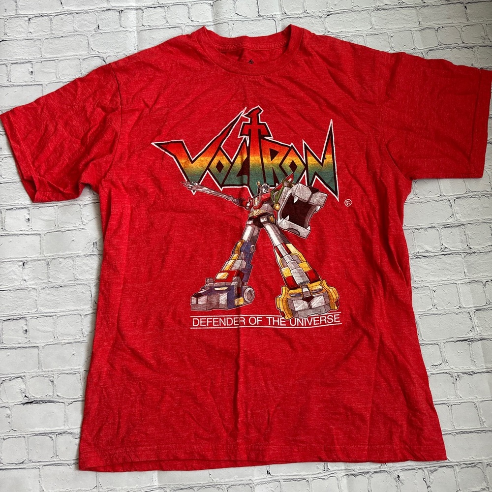 Voltron T-Shirt Men Medium Solid Red Defender Of The Universe Robot Cotton (29)